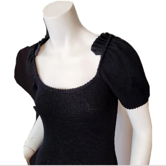 Vtg ST JOHN for Saks Fifth Avenue Short Puff Sleeve Sweater Dress - Picture 3 of 11